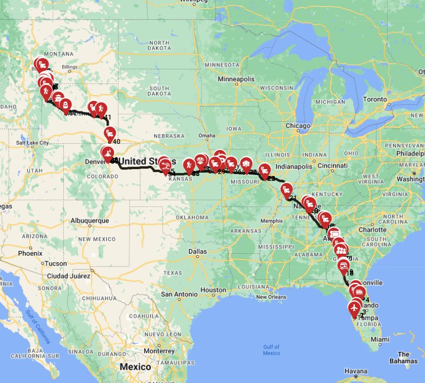 Tampa to Bozeman - Including the Yellowstone